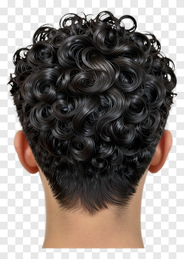 Curly Black Hair From Behind PNG