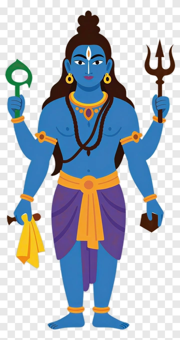 Blue Shiva With Trident And Discus PNG
