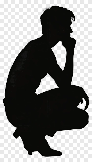 Black Silhouette Of A Crouching Figure PNG