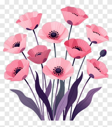 Pink Poppies Bouquet PNG