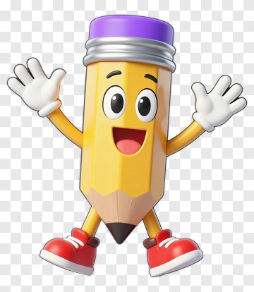Happy Cartoon Pencil Character PNG