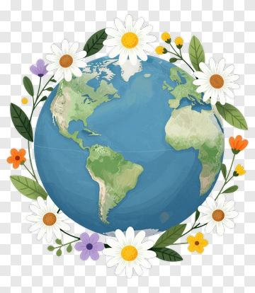 Earth Surrounded By Flowers PNG