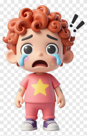 Crying Child With Curly Hair PNG