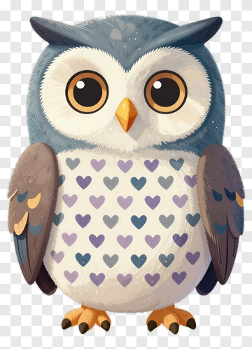 Cute Owl With Heart Pattern PNG