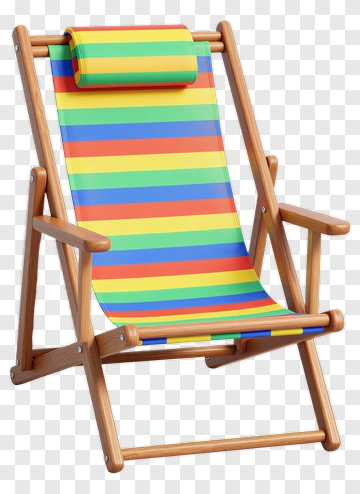 Colorful Deck Chair For Summer Relaxation PNG