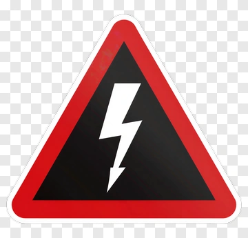 Warning Sign With Lightning Bolt PNG