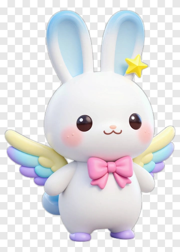 Cute White Rabbit Angel PNG
