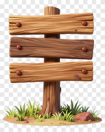 Wooden Directional Sign In Nature PNG