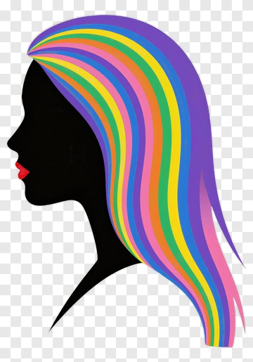 Woman With Rainbow Hair Silhouette PNG