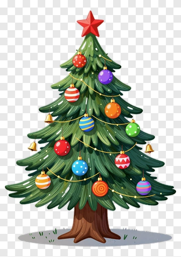 Decorated Christmas Tree With Ornaments PNG