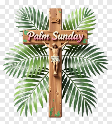 Palm Sunday Crucifix With Palm Leaves PNG