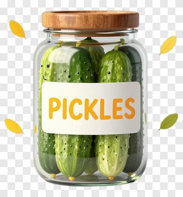 Pickle Jar With Smiling Cucumbers PNG