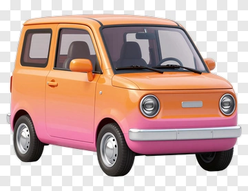 Orange To Pink Gradient Compact Car PNG