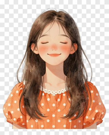 Smiling Girl In Orange Dress PNG