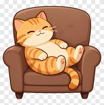Cute Cat Relaxing In Armchair PNG