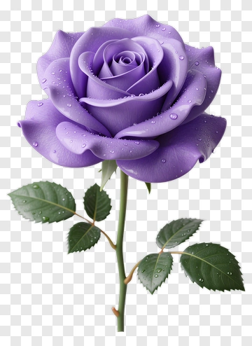 Purple Rose With Dewdrops PNG