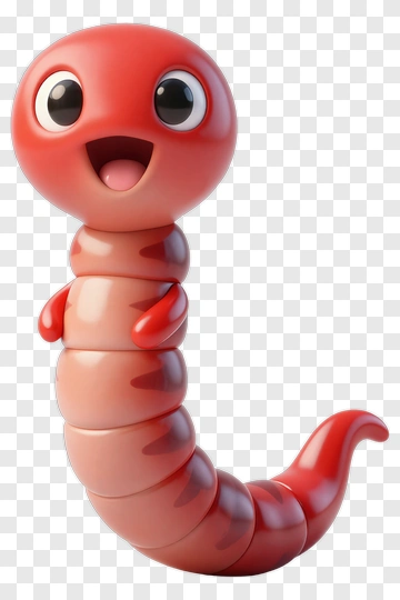 Cute Red Worm Character PNG