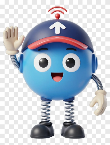 Friendly Blue Robot Character PNG