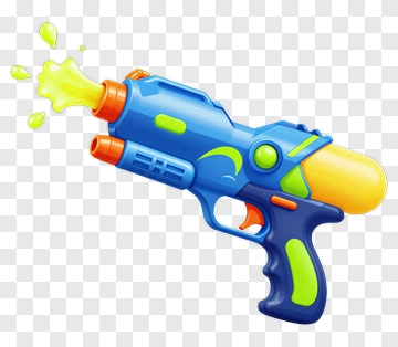 Blue Water Gun With Yellow Nozzle PNG