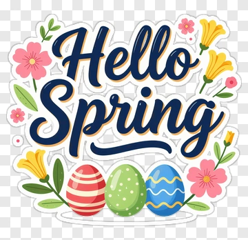 Hello Spring Easter Greeting PNG