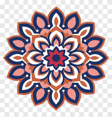 Symmetrical Mandala With Pink And Blue Petals PNG