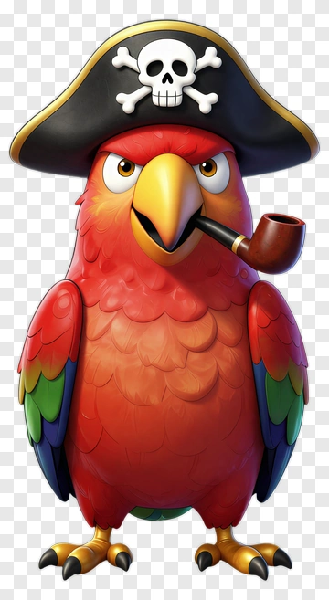 Pirate Parrot Smoking Pipe PNG