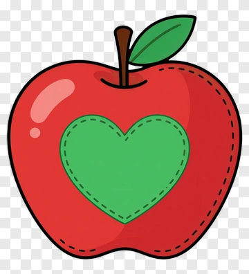 Red Apple With Green Heart PNG