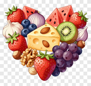 Heart Shape Food Arrangement PNG