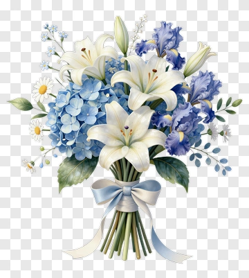 Blue And White Flower Bouquet PNG