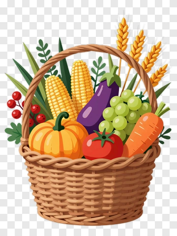 Basket Of Fresh Harvest Vegetables And Fruits PNG