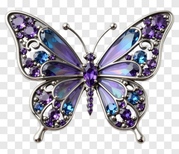Purple And Blue Butterfly Brooch PNG