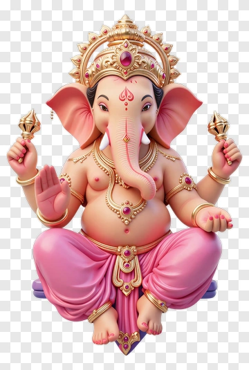 Ganesha Statue In Pink And Gold PNG