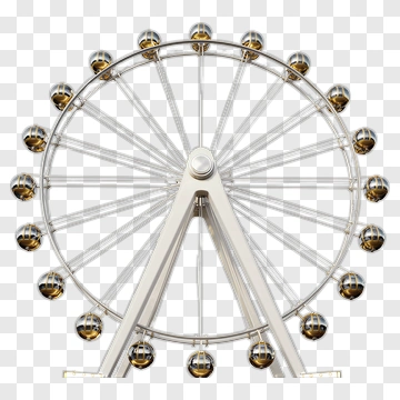 Ferris Wheel With Gold Caps PNG