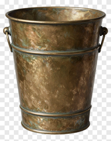 Antique Brass Bucket PNG