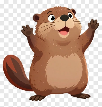 Happy Cartoon Beaver PNG