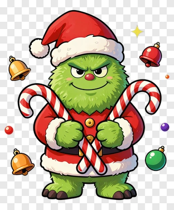 Grinch In Christmas Outfit PNG