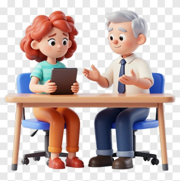 Young Woman And Older Man In Meeting PNG