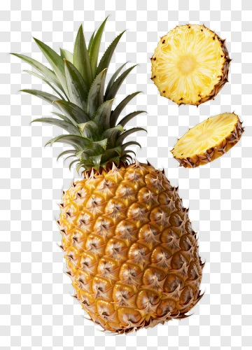 Fresh Pineapple With Sliced Pieces PNG