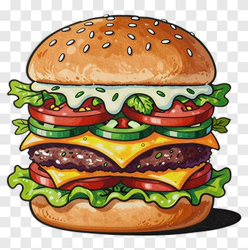 Hand Drawn Cartoon Hamburger PNG