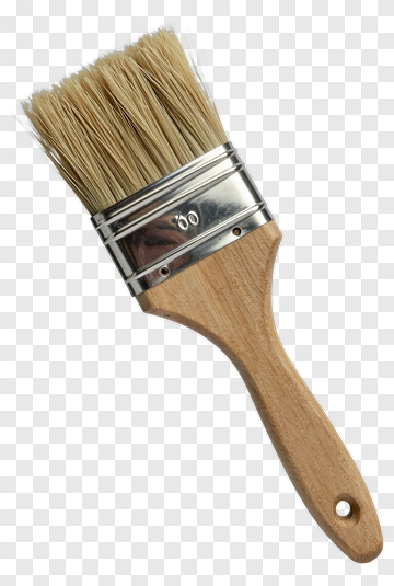 Paintbrush With Wooden Handle And Metal Band PNG