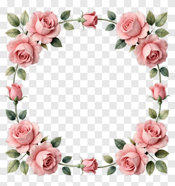 Pink Roses Flower Frame PNG