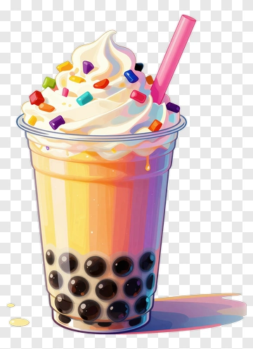 Rainbow Bubble Tea Dessert PNG