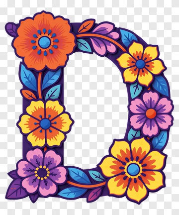 Floral Letter D Decoration PNG