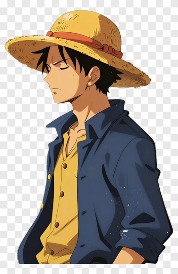 Luffy In Straw Hat And Blue Jacket PNG