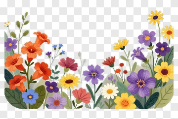 Colorful Flowers Border PNG