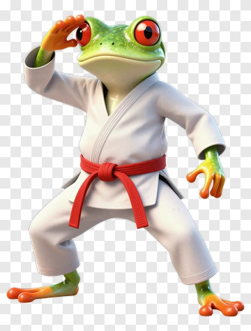 Green Frog In Karate Stance PNG