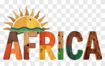 Wooden Africa With Sun PNG