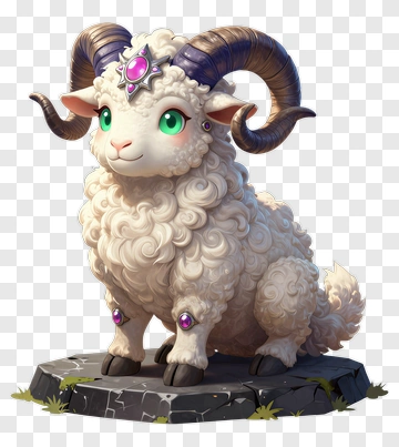Mythical Ram Statue With Gems PNG
