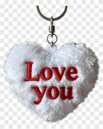 Heart Keychain With Love You Embroidery PNG