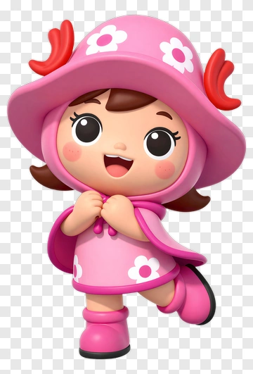 Pink Cartoon Girl Character PNG